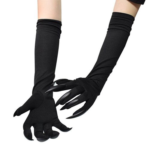 Gants À Ongles Longs Pour Halloween, Costume De Cosplay De Sorcière, Accessoires Fantaisie Effrayants, Mitaine Noire, Outils De Blague Pour Enfants, Nouvelle Collection