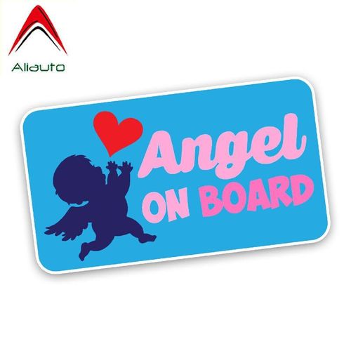 Autocollant De Voiture Dessin Animé Aliauto | Joli Autocollant De Décoration D'ange À Bord, Pour Peugeot 307 Passat B5 Porsche Vw Polo ,14cm X 8cm