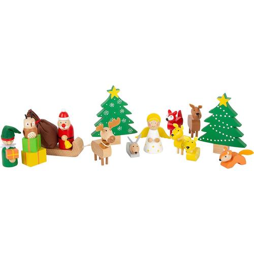 Set De Jeu En Bois Animaux Avec Figurines De Noël