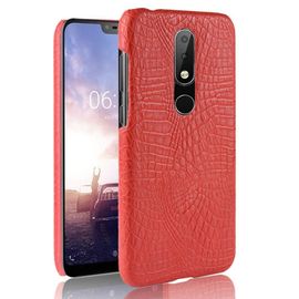 Classique Élégant Étui Pour Nokia 6.1 Plus /Nokia X6 Housse De Protection Mode Classique D'alligator Compatibilité Anti Éraflure - Rouge