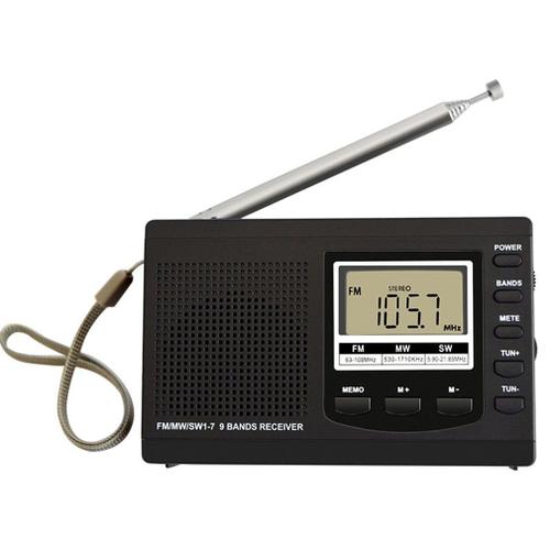 le noir - Radio Portable affichage numérique FM AM, ondes courtes, plusieurs bandes, Test d'écoute en anglais, Radio de sport