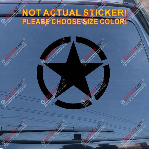Autocollant Pare Choc De Voiture En Vinyle, Motif Étoile De L'armée, Style Militaire De La Seconde Guerre Mondiale, Choisissez Votre Taille Et Votre Couleur!