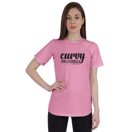 Inkmeso T,Shirt Imprim Graphique "Curvy Girls Cuddle Better" Avec Citation Pour Femmes