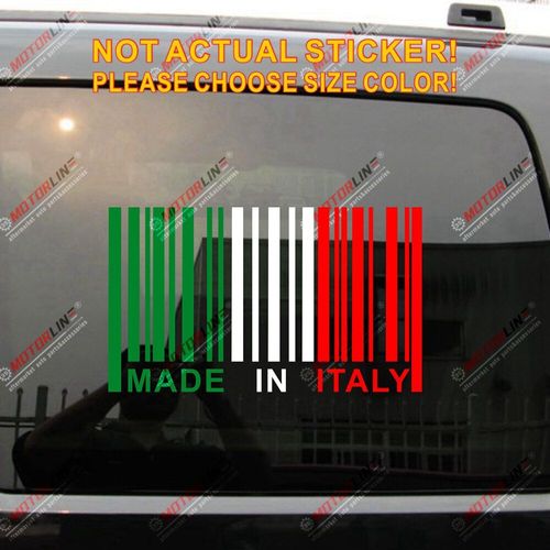 Autocollant De Code À Barres Upc, Étiquette De Drapeau Italien Adapté À Fiat Alfa Romeo Die Cut Sans Arrière Plan, Fabriqué En Italie