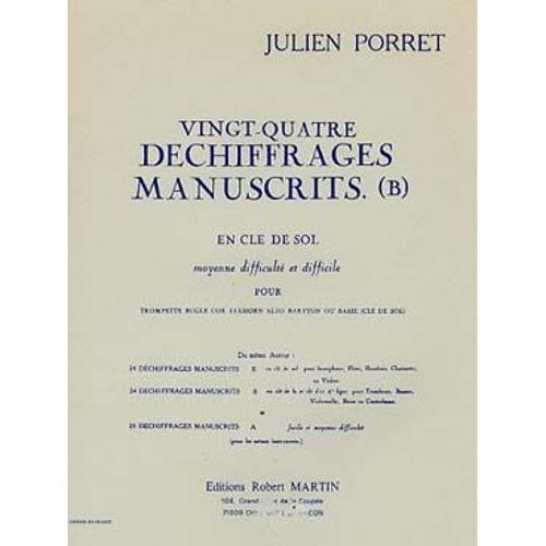 24 Déchiffrages Manuscrits (B) En Clé De Sol Moyenne Difficulté Et Difficile