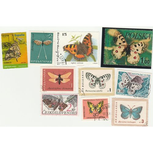 Timbres Obliteres D'europe - 10 Papillons