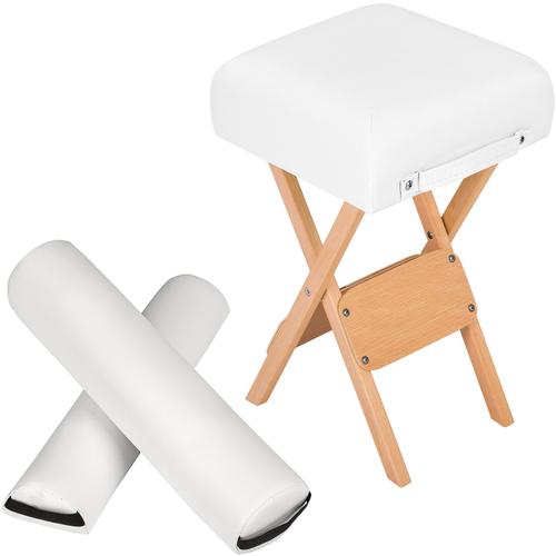 Tectake Set D'accessoires Pour Table De Massage Tabouret + Coussins De Positionnement Blanc