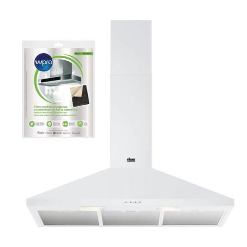 FAURE Hotte décorative murale Aspirante Blanc Largeur 90cm Débit d'air 420m3/h