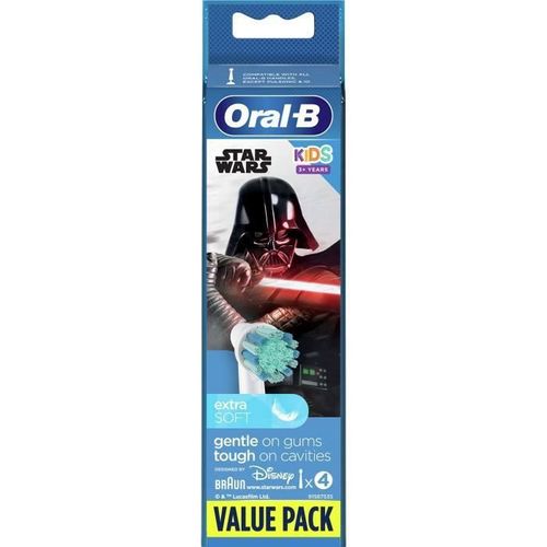 ORAL-B 80352668 - BROSSETTES DE RECHANGE STAR WARS - POUR BROSSE A DENTS ELECTRIQUE ORAL-B KIDS - LOT DE 4