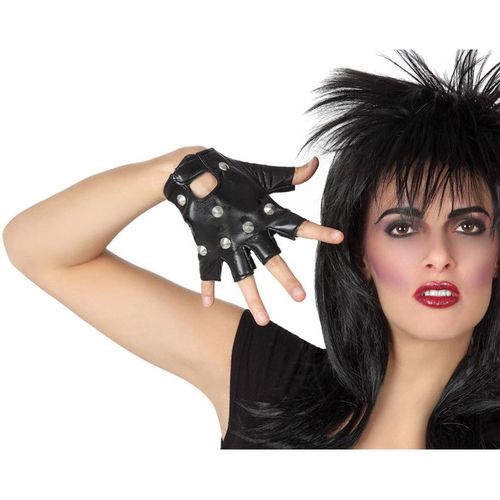 Gants Rocker Noirs Avec Patchs