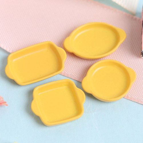 Maison De Poupées, Assiette Miniature, Mini Plateau, Modèle De Dessert, Gâteau, Ustensiles De Cuisine, 4 Pièces/Ensemble 1:12