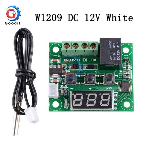 W1209 DC 12V White -Thermostat numérique régulateur de température, régulateur thermo régulateur incubateur capteur mètre NTC W1209