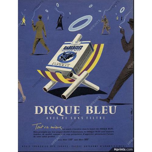 Publicite Papier Ancienne Gauloises Disque Bleu Datant De 1957.