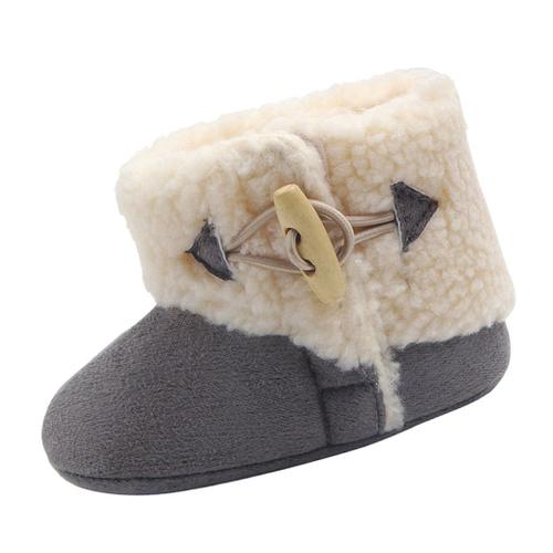 Paire Chaussures Chaudes Bébé Antidérapant Pour Fille Garçon Cadeau Douche De Bébé Gris 3-6 Mois