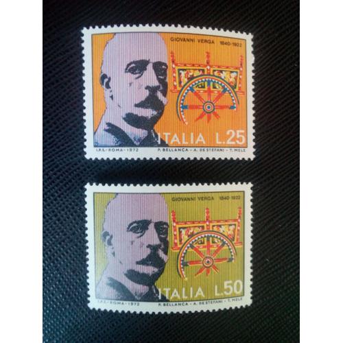 Timbre Israel Yt 1091 - 1092 Séries: Giovanni Verga 1972 ( 81005 )