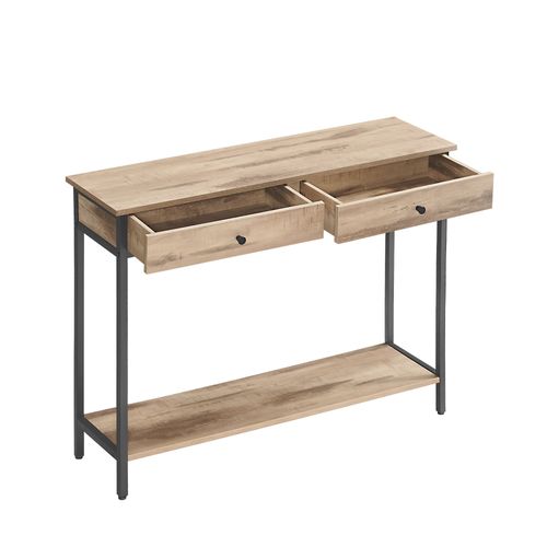 Table Console Avec 2 Tiroirs Cadre En Acier Marron Camel Noir Encre