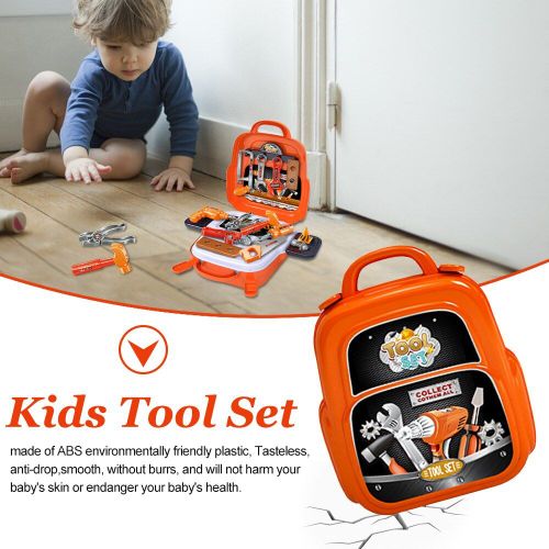 Sac À Dos De Charpentier, 22 Pièces, Jeu De Rôle Portable, Cadeau D'anniversaire, Apprentissage, Jouet Éducatif Pour Tout Petits, Ensemble D'outils Pour Enfants, Établi De Bricolage