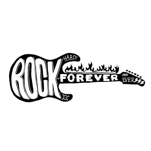 Autocollant De Voiture De Dessin Animé Music Rock Forever, En Pvc 15cm X 6cm, Miroir Arrière Étanche En Vinyle Pour Moto, Guitare Et Feu