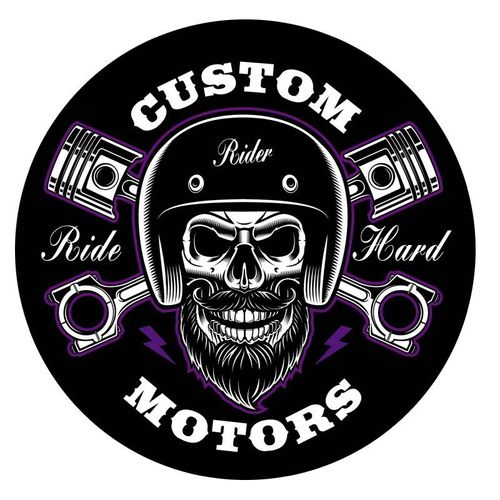 Autocollant En Vinyle Kk De Haute Qualité, Étiquette De Protection Imperméable En Pvc, Motif Crâne, Barbe Violette, Cavalier Mécanique, Ancienne École