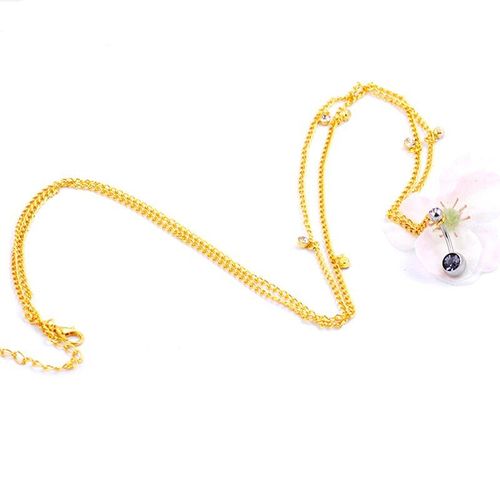 Chaîne De Taille En Cristal Strass, Pendentif En Acier Inoxydable, Piercing Pour Le Ventre, Anneau De Nombril Avec Chaîne De Taille 2 Couleurs