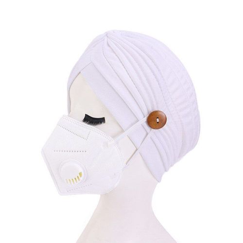 Foulard Avec Bouton De Masque Pour Femmes, Couleur Unie, Plusieurs Options, Bandeau, Chimio, Casquette Indienne, Chapeau À La Mode, 1 Pièce