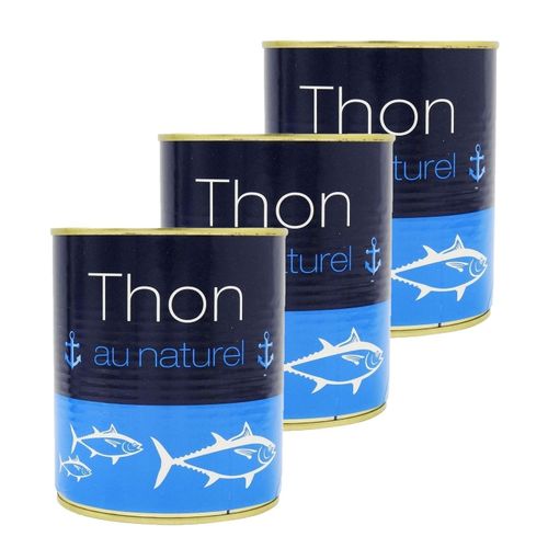 Lot 3x Thon Naturel Entier - Boîte 800g
