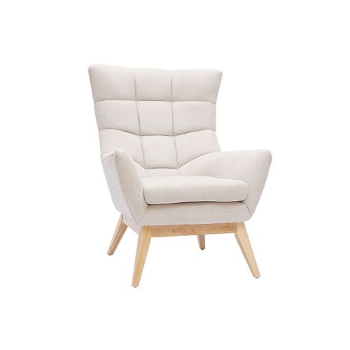 Fauteuil Scandinave Effet Velours Texturé Naturel Et Bois Brody