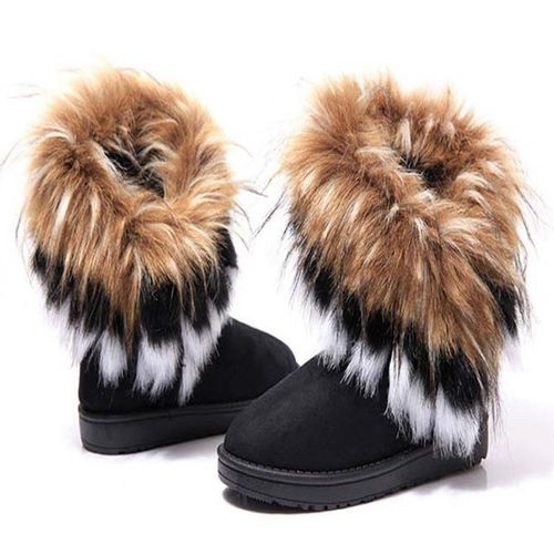 Bottines En Faux Poils De Renard Pour Femme, Bottes De Neige En Coton, Chaudes, Nouvelle Collection Hiver