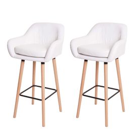2x Tabouret De Bar Malmö T381, Chaise De Bar Tabouret De Comptoir   Simili Cuir, Blanc