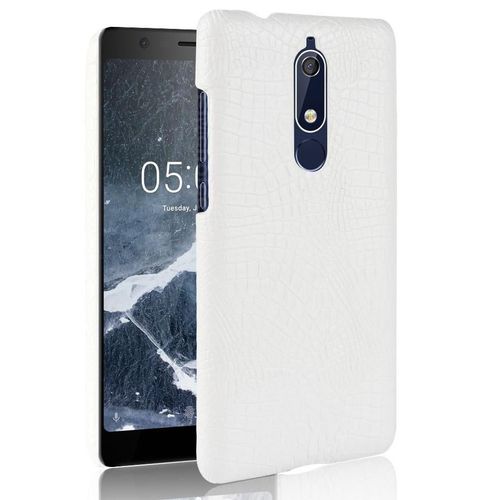Classique Élégant Étui Pour Nokia 5.1 Compatibilité Housse De Protection Mode Classique D'alligator Anti Éraflure - Blanc
