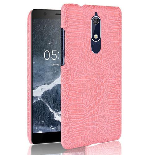 Classique Élégant Étui Pour Nokia 5.1 Compatibilité Housse De Protection Mode Classique D'alligator Anti Éraflure - Couleur Rose