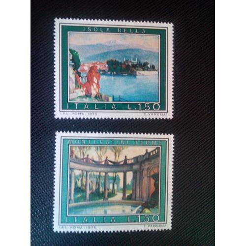 Timbre Italie Yt 1227 - 1228 Tourisme - Isola Bella/Montecatini Terme 1975 ( 81005 )