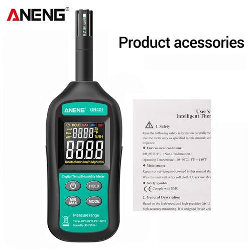 GN401 Min -ANENG ? Mini thermomètre et hygromètre numérique de précision GN401, portable, sans Contact, jauge