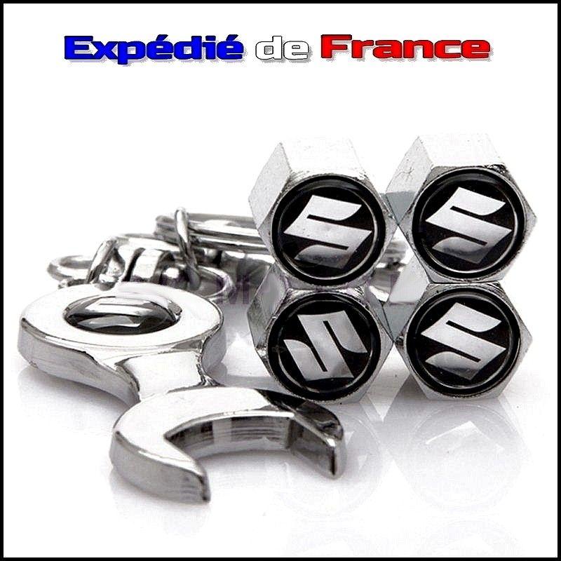 4*Bouchon de valves + Porte-clés ( Chrome ) noir logo pour Ford - Cdiscount  Auto