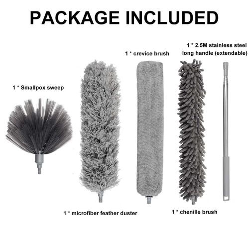 Outil De Nettoyage D'angle, Nettoyeur De Poussière À Long Manche, Brosse De Sol Facile À Nettoyer, Balayeuse De Lavage De Voiture, Balai Microfibre 4/5 Pièces