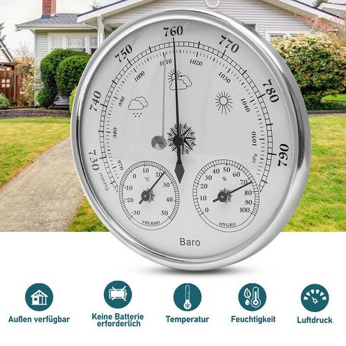 Station météo murale 3 en 1, thermomètre, baromètre, hygromètre, Instruments de température, outils de test, 130mm