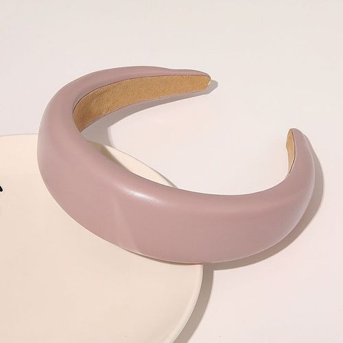 Serre Tête En Faux Cuir Pour Femmes, 4cm De Large, En Simili Cuir, Couleur Unie, Style Décontracté, Mode, Rembourré