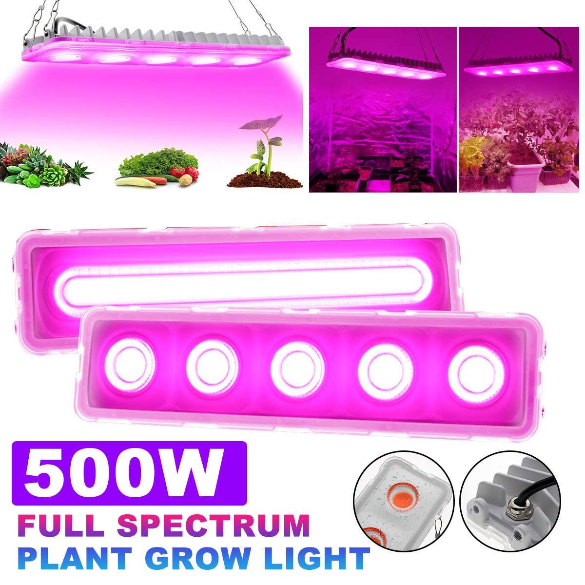 Lampe Horticole De Croissance Led Cob, 500w, Spectre Complet, Éclairage Pour Culture Hydroponique De Plantes Et Fleurs D'intérieur