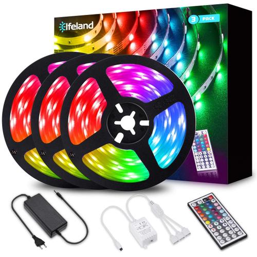 Bande Lumineuse Led Pour Noël, 12m, Dc 12v, 5050 Rgb, Ruban Flexible + Télécommande 44 Touches