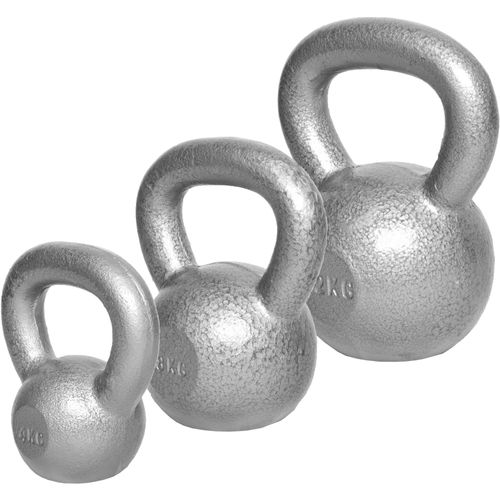 Gorilla Sports - Poids Kettlebells De 2 Kg À 32 Kg + Lots De 2, 3 Ou 8 Kettlebells - Gris - Noir Ou Or - Couleur : Gris - Poids : Lot De 3 (4kg - 8kg - 12kg)