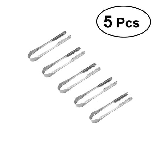 5/10pcs En Acier Inoxydable Pinces À Glace Sucre Cube Pinces Léger Argent Pinces À Servir Les Aliments Glace Pince Préfet Pour Le Thé De Service De Fête
