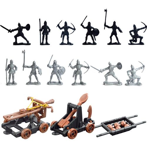 Figurines De Soldats Médiévaux, Ensemble De 14 Pièces, Jouets D'action, Blocs De Construction, Cadeau D'arbalète, Catapulte En Plastique Pour La Maison