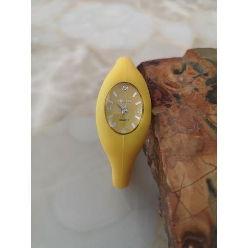 Montre Sport Ion Silicone À Aiguille - Couleur Jaune - Femme - Vintage