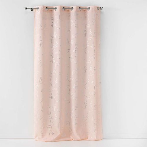 Rideau À ¿Illets "Arty Line" 140x260cm Rose & Argent