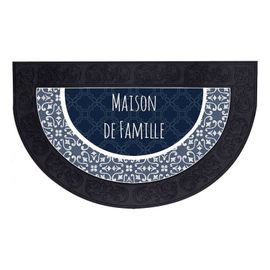 Paris Prix - Tapis D'entrée Demi-Lune "Eltea" 45x75cm Noir & Bleu