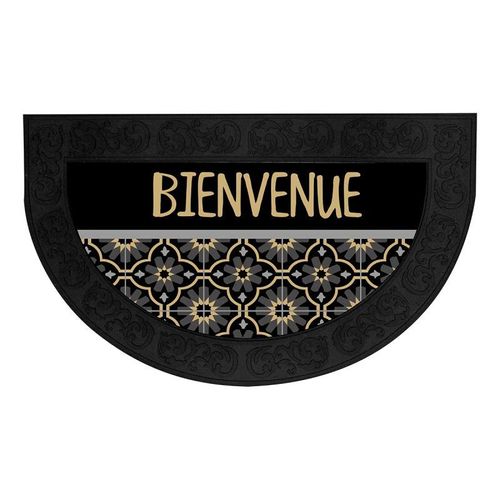 Paris Prix - Tapis D'entrée Demi-Lune "Tomina" 45x75cm Noir & Or