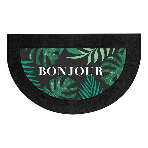 Paris Prix - Tapis D'entrée Demi-Lune "Vesta" 45x75cm Noir & Vert