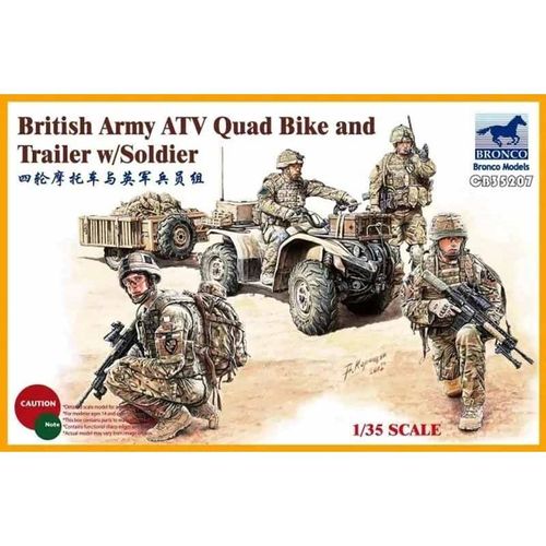 Maquette Véhicule Militaire : Quad Et Armée Britannique Avec Soldat-Bronco Models