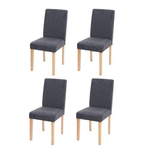 4x Chaise De Salle À Manger Chaise De Cuisine Littau   Textile, Gris Anthracite, Pieds Clairs