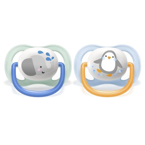 Lot De 2 Sucettes Ultra Aérées Tendance 0/6 Mois Éléphant Et Pingouin - Philips Avent
